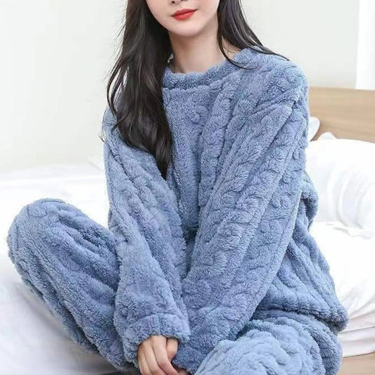 Winter Coral Velvet Pajamas Sets for Women 